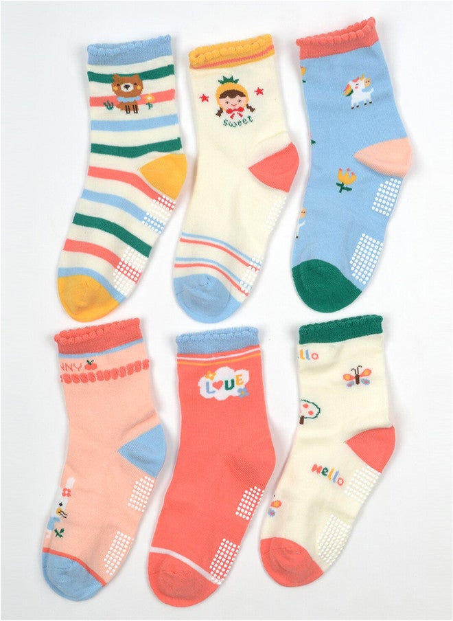 FOOTPRINTS FOOTPRINT 6 Pairs Infant Kids Unisex Multi-Colored Ankle-Length Assorted Antiskid Cotton Socks - Image 2